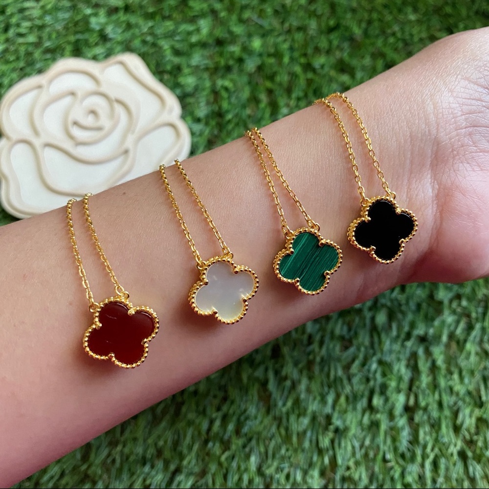 Four leaf Clover Necklace in Gold Finish 100% Sterling Silver